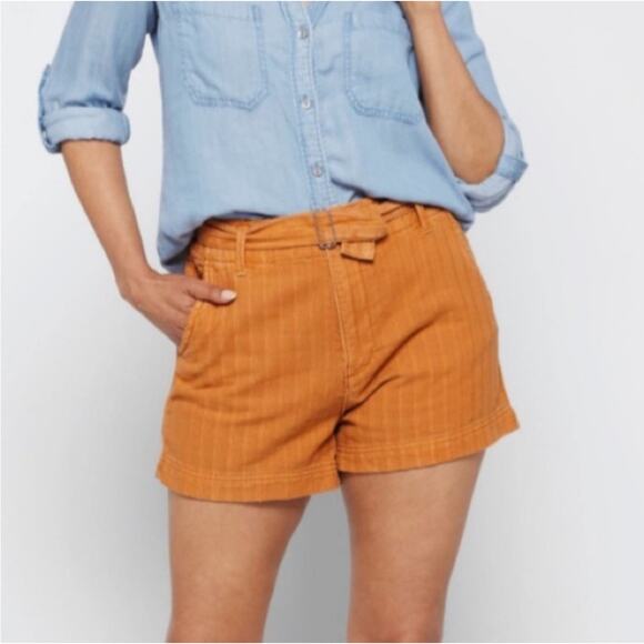 KUT FROM THE KLOTH Jean Shorts Size 12 Justine Belt Cotton Hemp Burnt Orange NWT - Picture 1 of 16